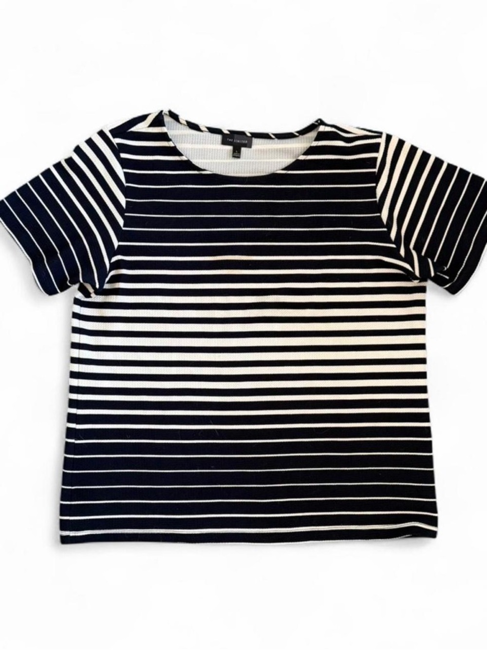 The Limited Navy & White Striped Short Sleeve Tee
